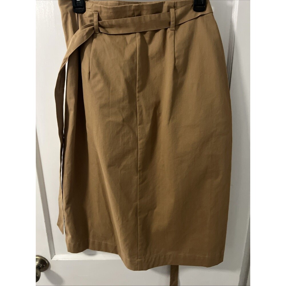 Banana Republic Factory Camel Chino Wrap A- Line Midi Skirt Sz 8 - Picture 5 of 10